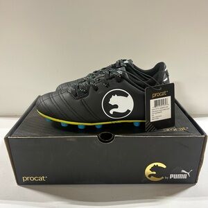 Puma Procat Black Cleats with Blue and Yellow Accents